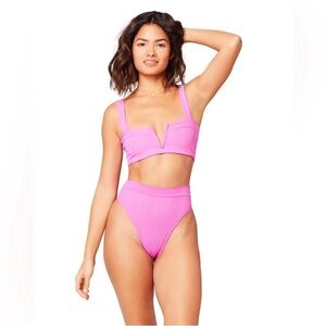 L*Space Frenchi Bitsy Bikini Bottom and Lee V wire top in Bright Fuchsia size S
